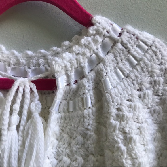 Handmade, Hand Crocheted White Baby Cardigan. - Picture 2 of 5